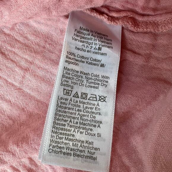 J Crew Gauze Smocked Ruffleneck Top Dusty Pink Women's L - Picture 8 of 8